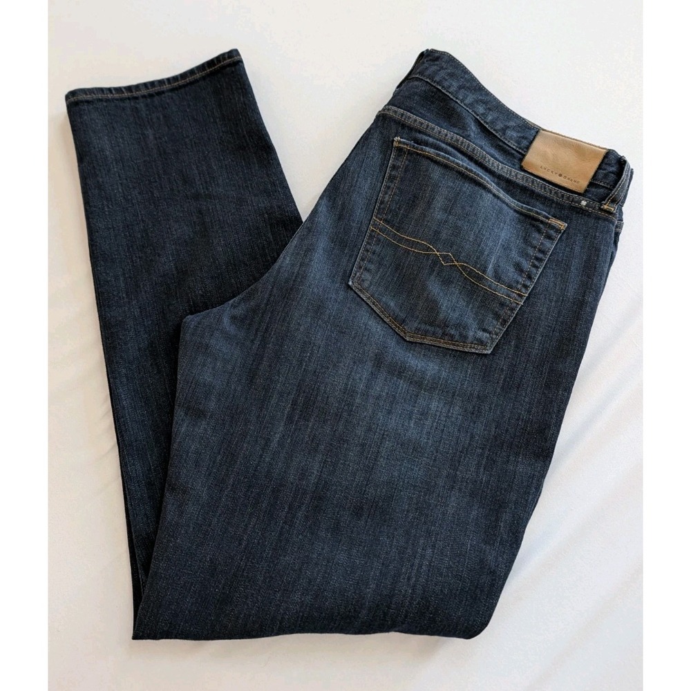 Lucky Brand 410 Athletic Fit Jeans Mens 40 x 32 Blue Dark Wash Stretch Denim